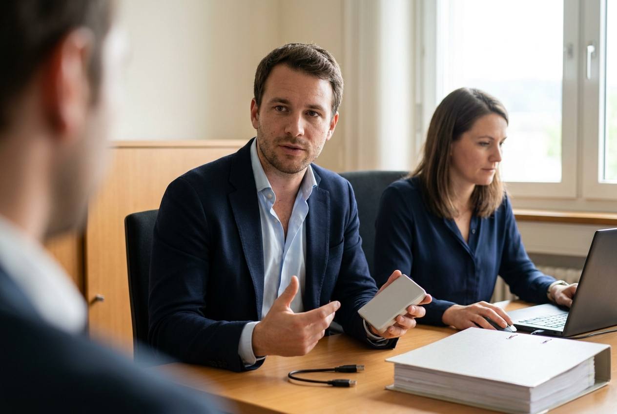 Dirigeant d'une PME suisse récupérant l'export complet de ses données et de ses processus, garanti par Akasia, agence d'agents IA à Lausanne