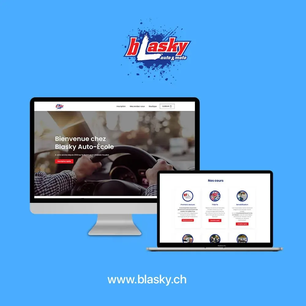 Site Blasky présenté sur ordinateur et portable