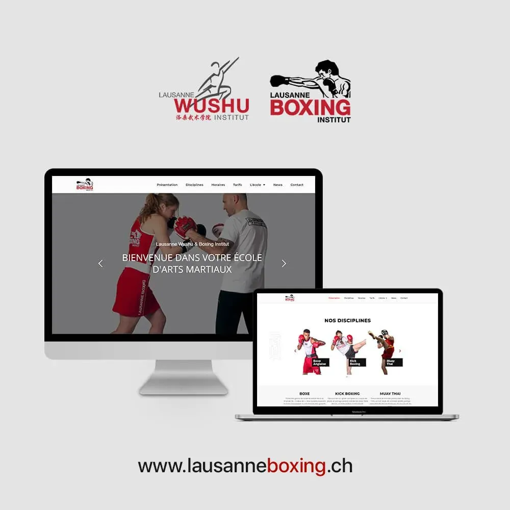 Site Lausanne Boxing présenté sur ordinateur et portable